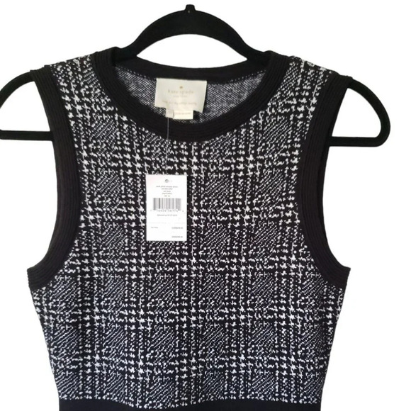 Kate Spade Out West Sleeveless Mod Plaid Sweater Dress Black/White Size XS - Picture 7 of 10